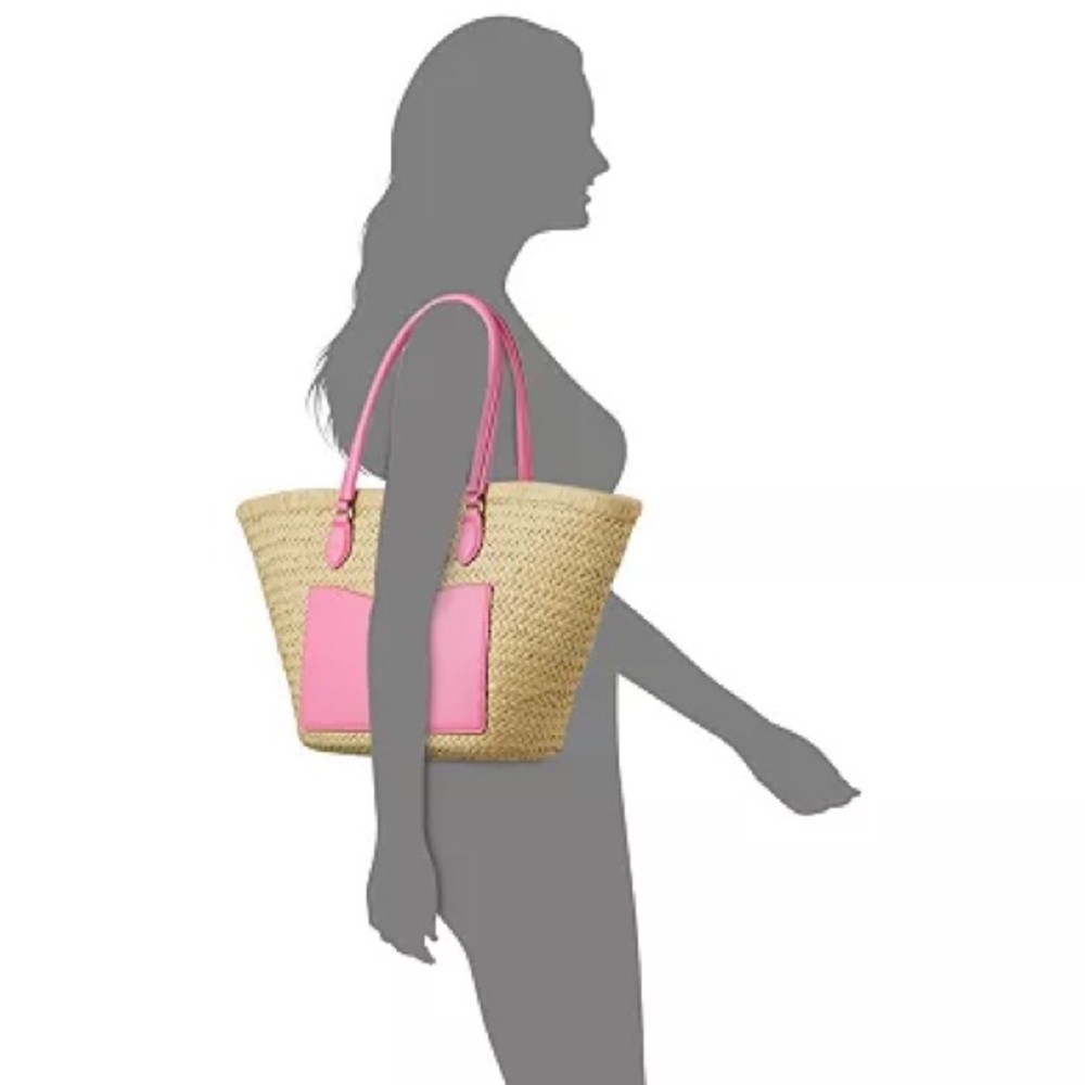 On 34th Isabellaa Straw Medium Drawstring Tote - Picture 2 of 5